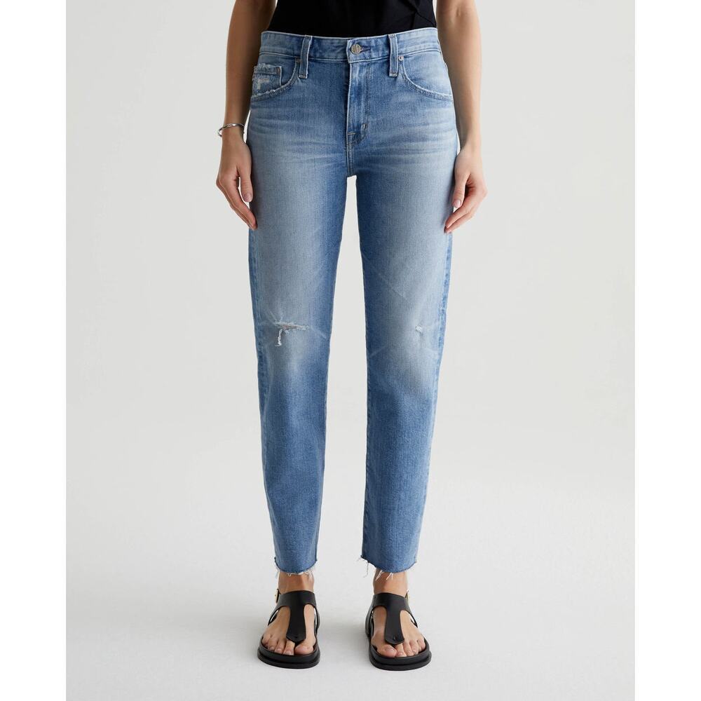 Ag Adriano Goldschmmied Light Blue Distressed Wide Leg Jeans